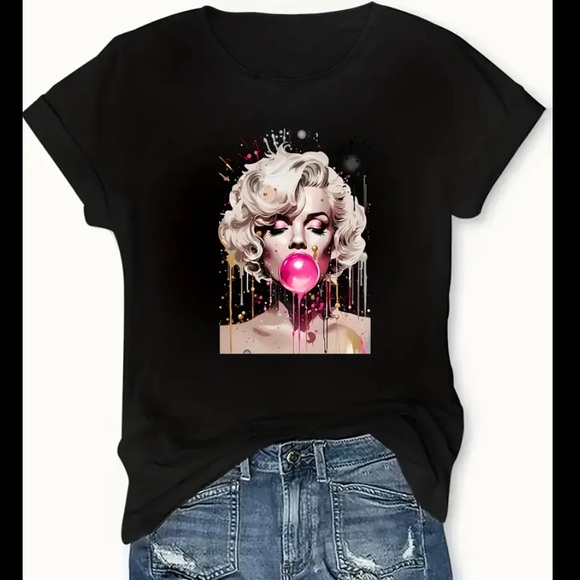 Tops - MARILYN COLOR PORTRAIT CREW NECK TEE SHORT SLEEVE SHIRT NIP